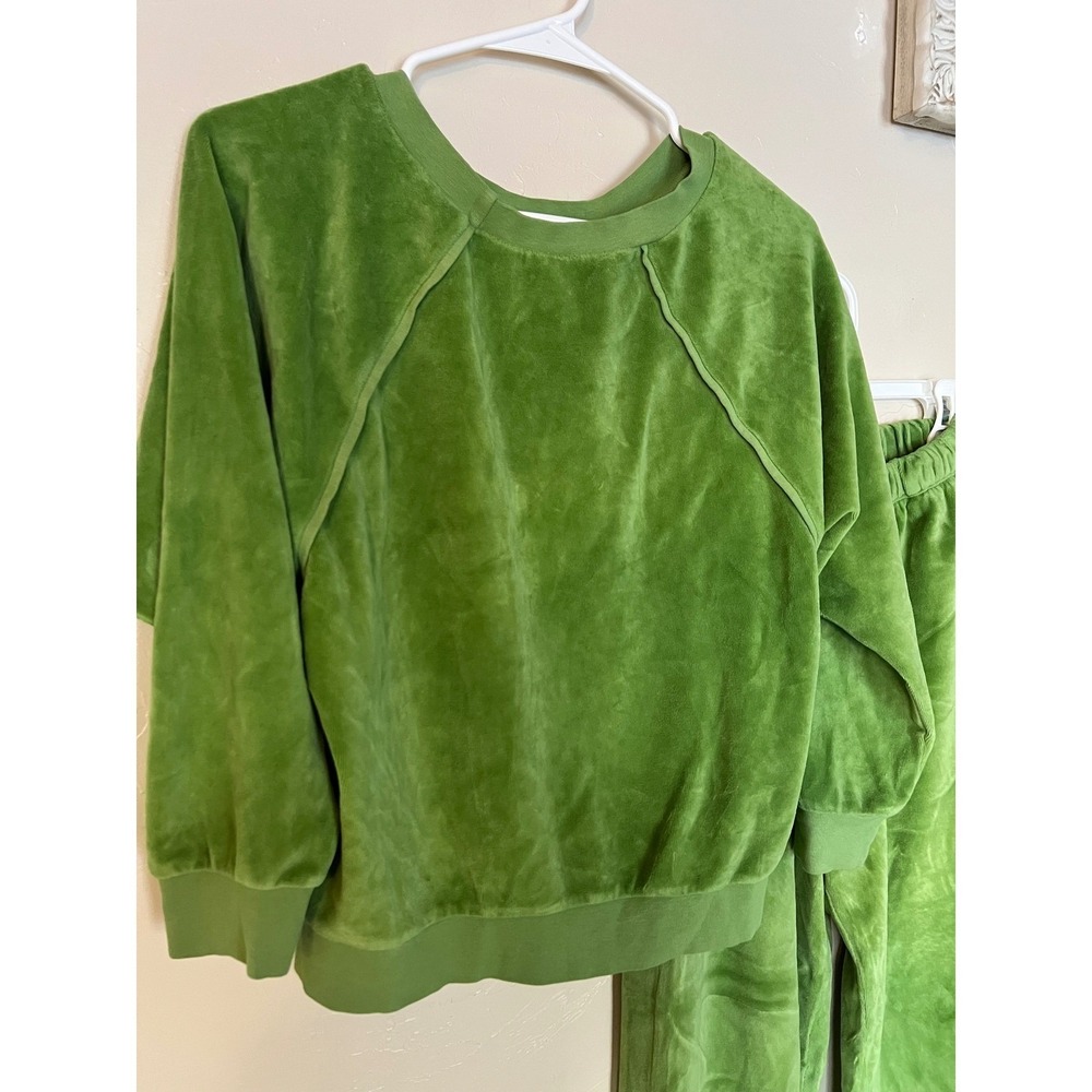 Suze Kondi Velour Tracksuit Set Lime Green Raglan Sweatshirt Harem Joggers XS - Picture 5 of 13